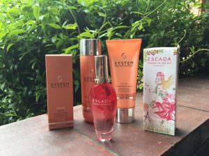 Escada perfume and Wella goodies